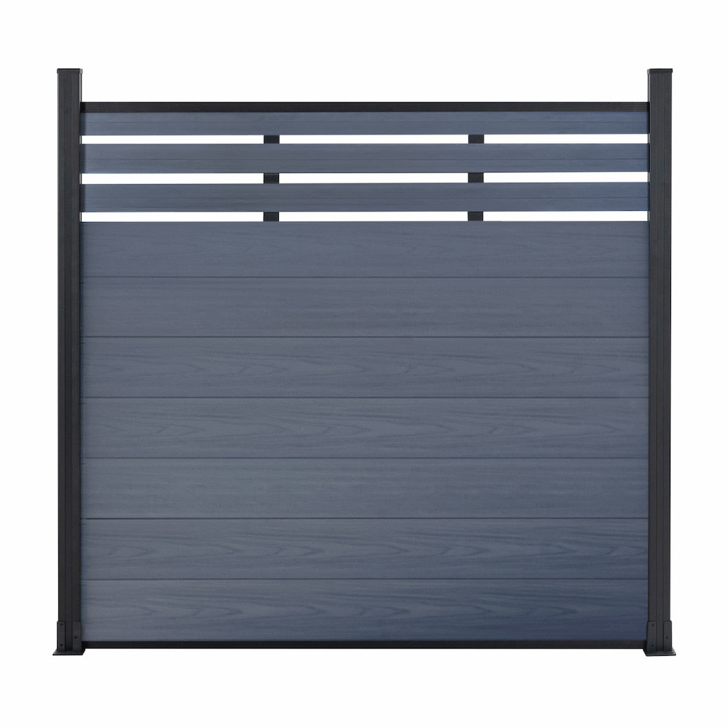 Courtyardmart 6ft x 6ft Composite Privacy Fence Screen with Black Post for Outdoor Decor Fence Building in Backyard Garden Patio Porch Balcony or Wall, Brushed Finish