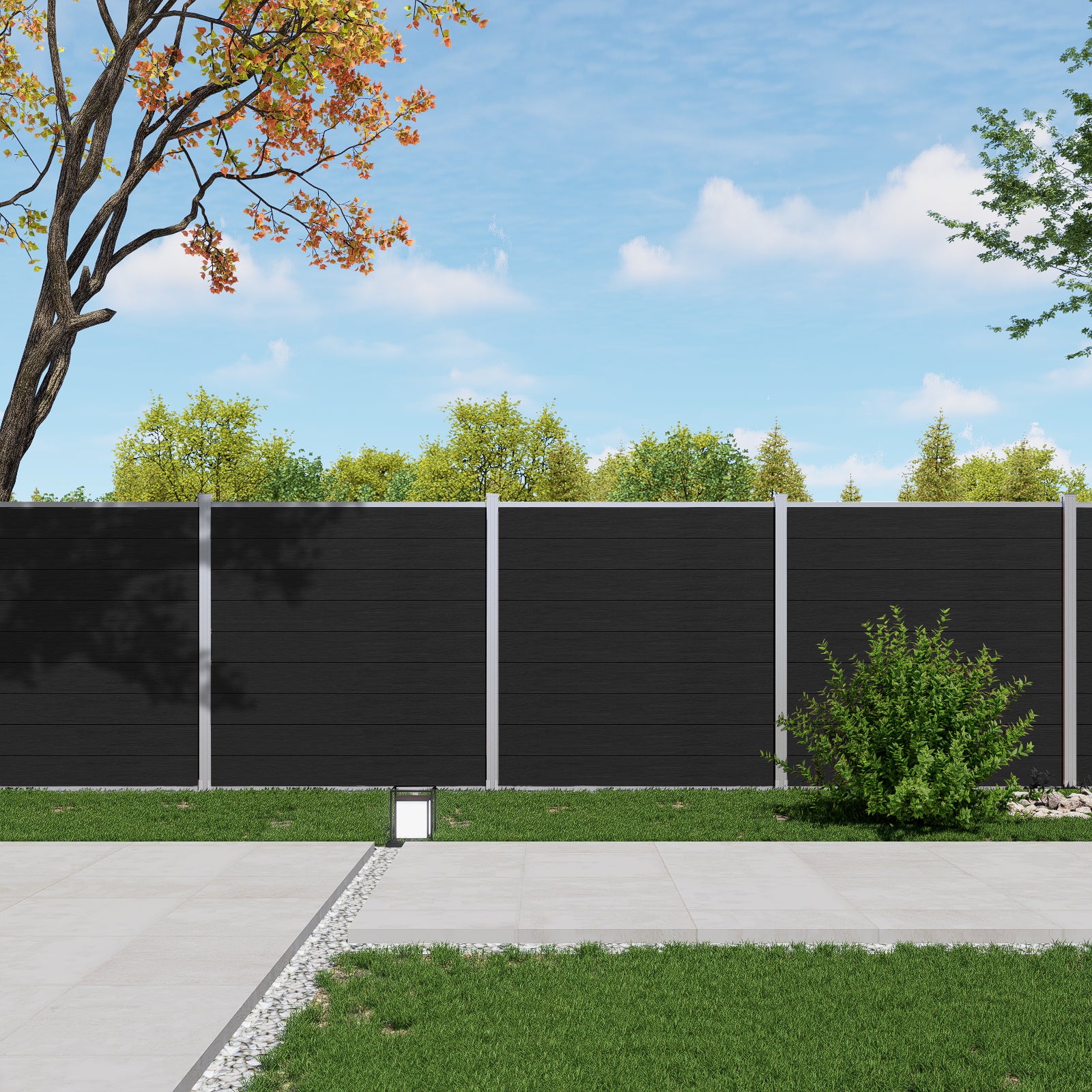 Courtyardmart 6ft x 6ft Composite Privacy Fence Screen with Silver Post and Brushed Finish for Fence Building and Outdoor Decor in Garden Patio Porch or Balcony