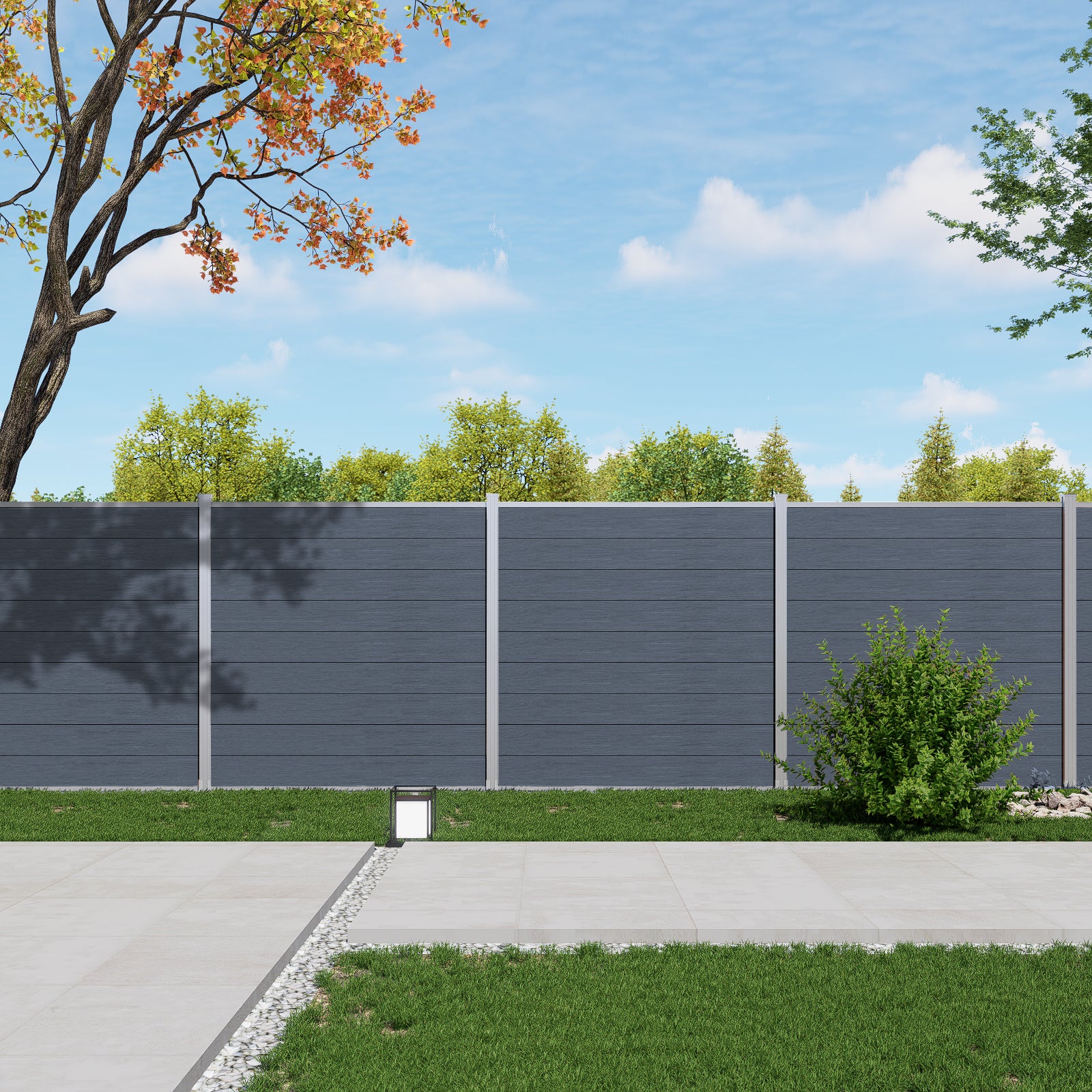 Courtyardmart 6ft x 6ft Composite Privacy Fence Screen with Silver Post and Brushed Finish for Fence Building and Outdoor Decor in Garden Patio Porch or Balcony
