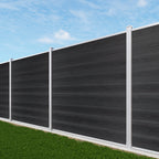 Courtyardmart 6ft x 6ft Composite Privacy Fence Screen with Silver Post and Brushed Finish for Fence Building and Outdoor Decor in Garden Patio Porch or Balcony