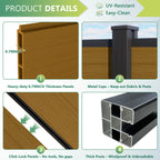 Courtyardmart 6ft x 6ft Privacy Composite WPC Fence, Waterproof, UV Resistant, Available in 3 Colors for Outdoor Walls, Gardens, Patios, Balconies
