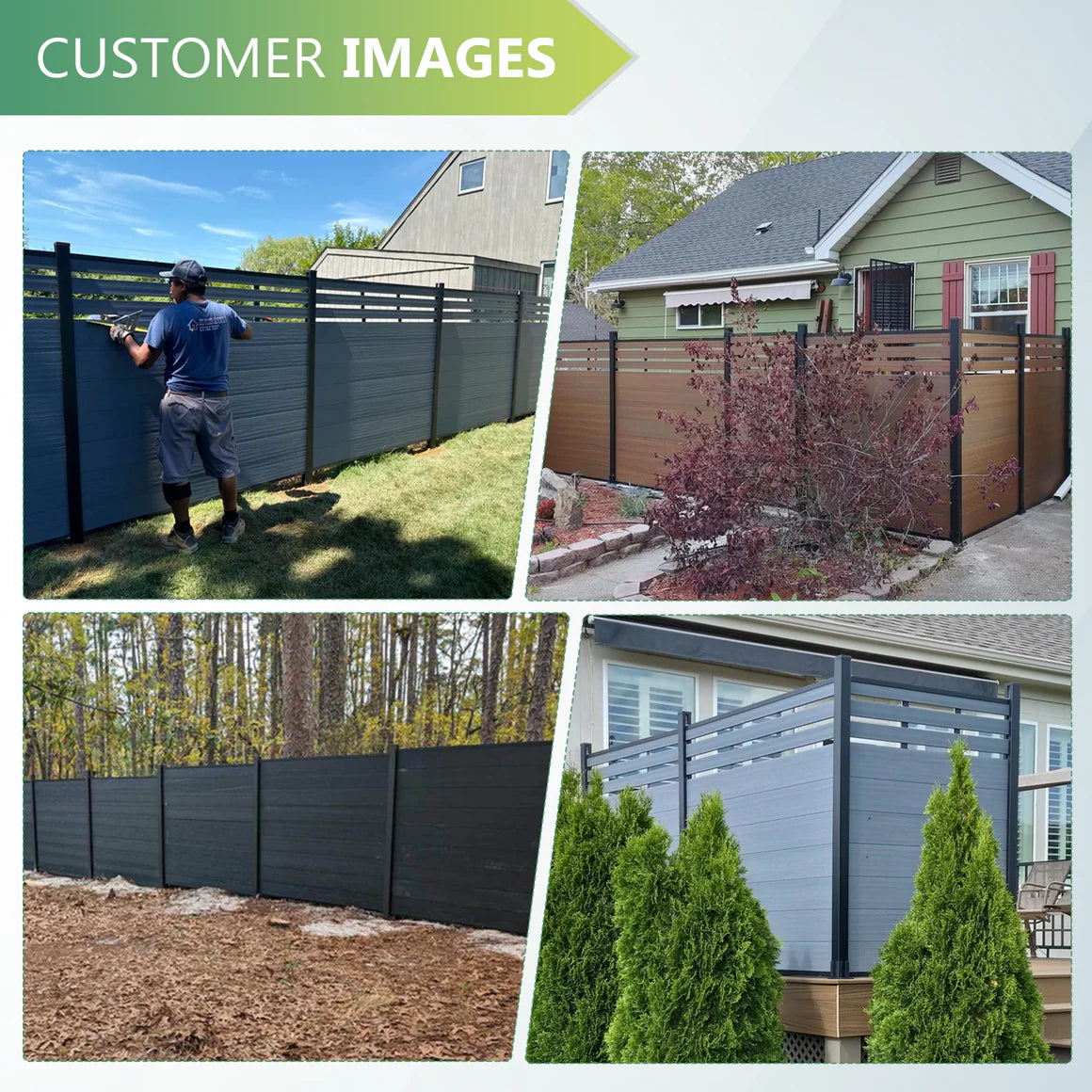 Courtyardmart 6ft x 6ft Privacy Composite WPC Fence, Waterproof, UV Resistant, Available in 3 Colors for Outdoor Walls, Gardens, Patios, Balconies
