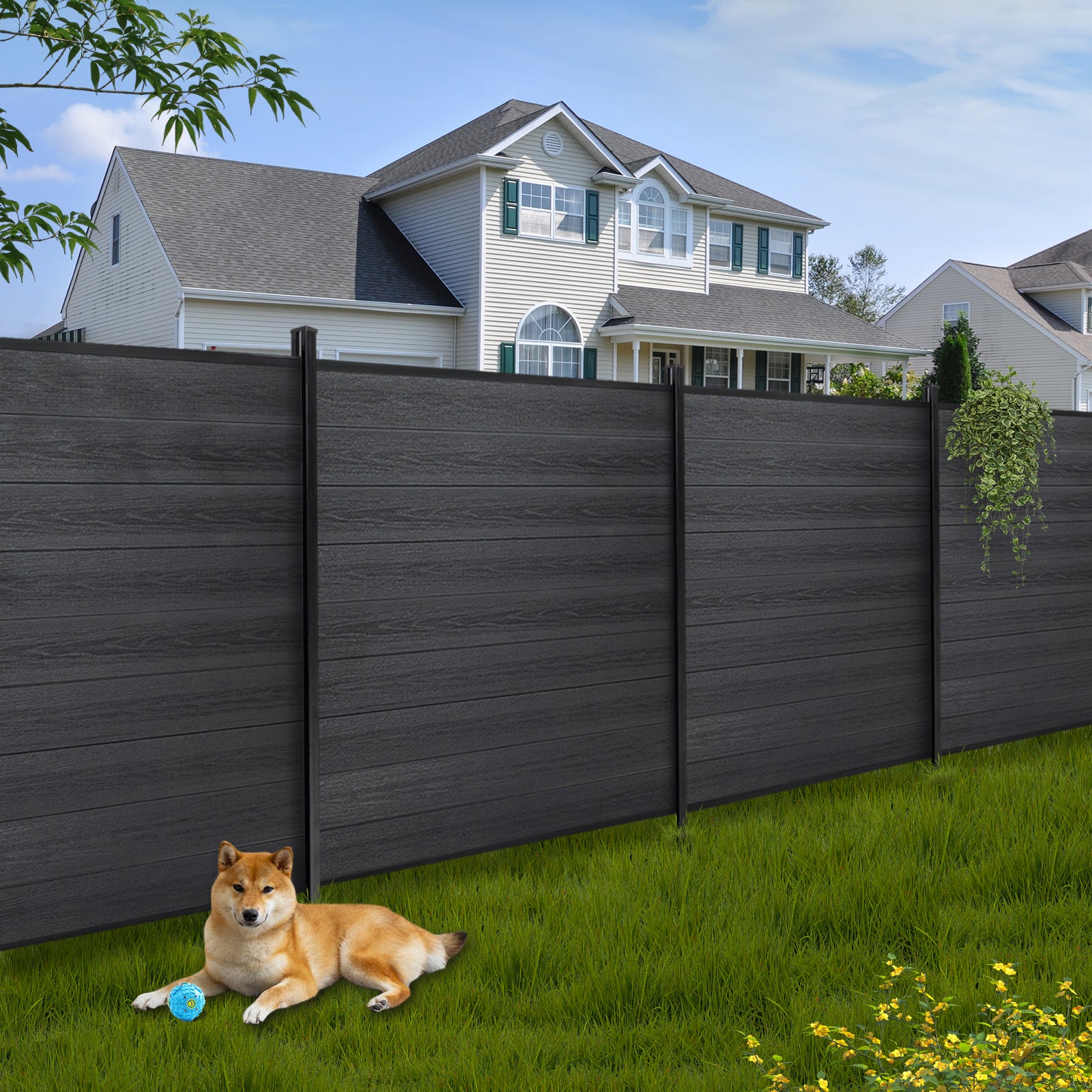 Courtyardmart 6ft x 6ft Composite Privacy Fence Screen Outdoor Decor Panel for Fence Building in Backyard Garden Patio Porch Balcony or Wall, Brushed Finish