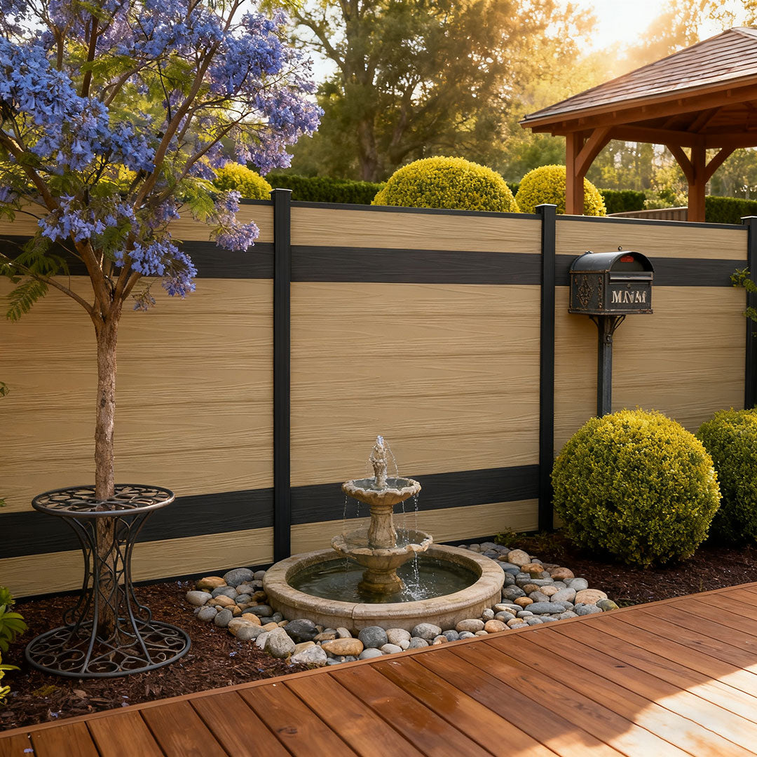 Courtyardmart 6ft x 8ft WPC mixed-color privacy fence panel for garden backyard patio
