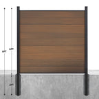 Courtyardmart 8ft x 6ft Brushed Composite Privacy Fence Screen with Black Post for Outdoor Decor In Ground Install for Garden Backyard Patio Porch or Wall