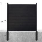 Courtyardmart 8ft x 6ft Brushed Composite Privacy Fence Screen with Black Post for Outdoor Decor In Ground Install for Garden Backyard Patio Porch or Wall