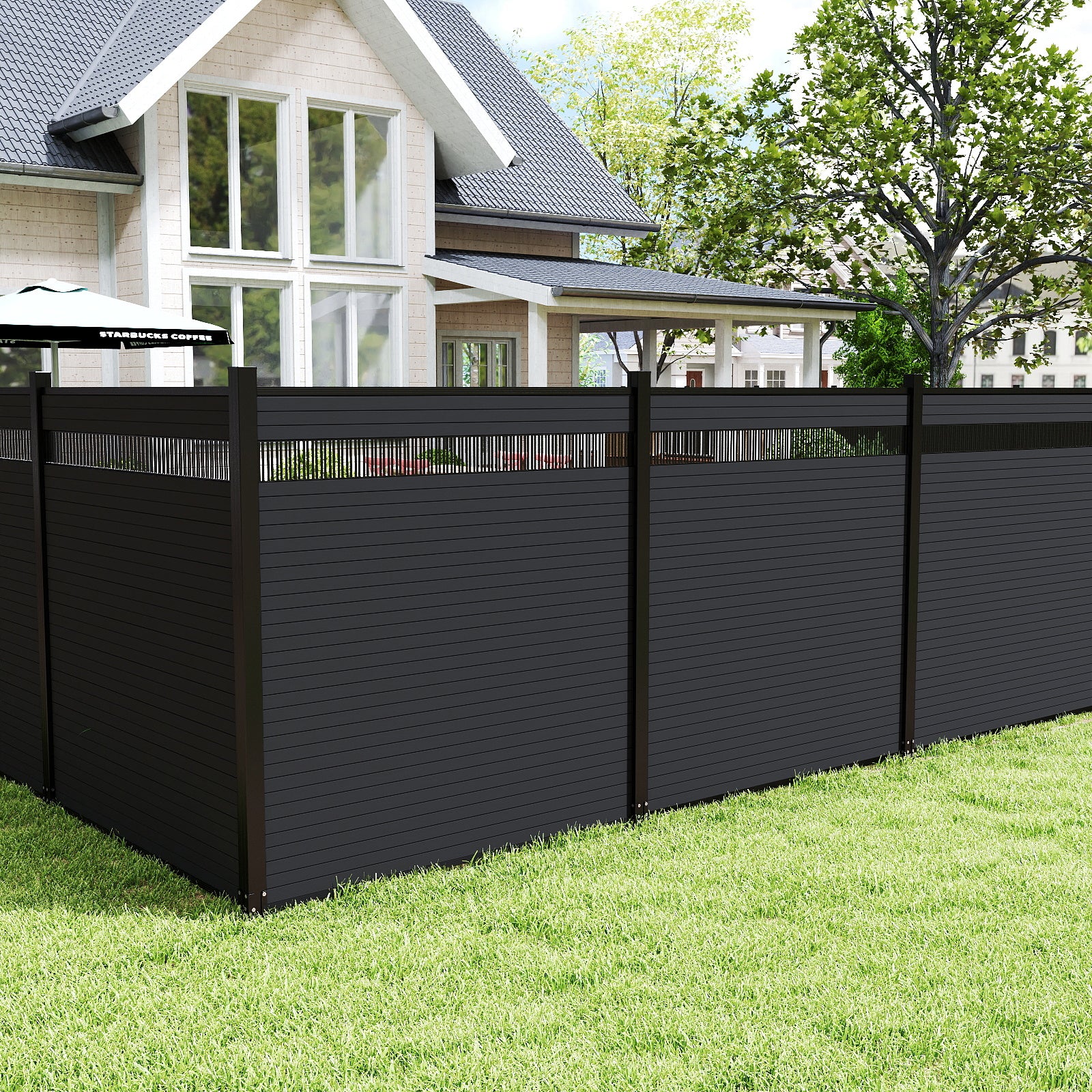 Courtyardmart 8ft x 6ft Carving Composite Privacy Fence Screen for Outdoor Decor, Garden Fence Ideas, Backyard Patio Wall, Porch or Balcony