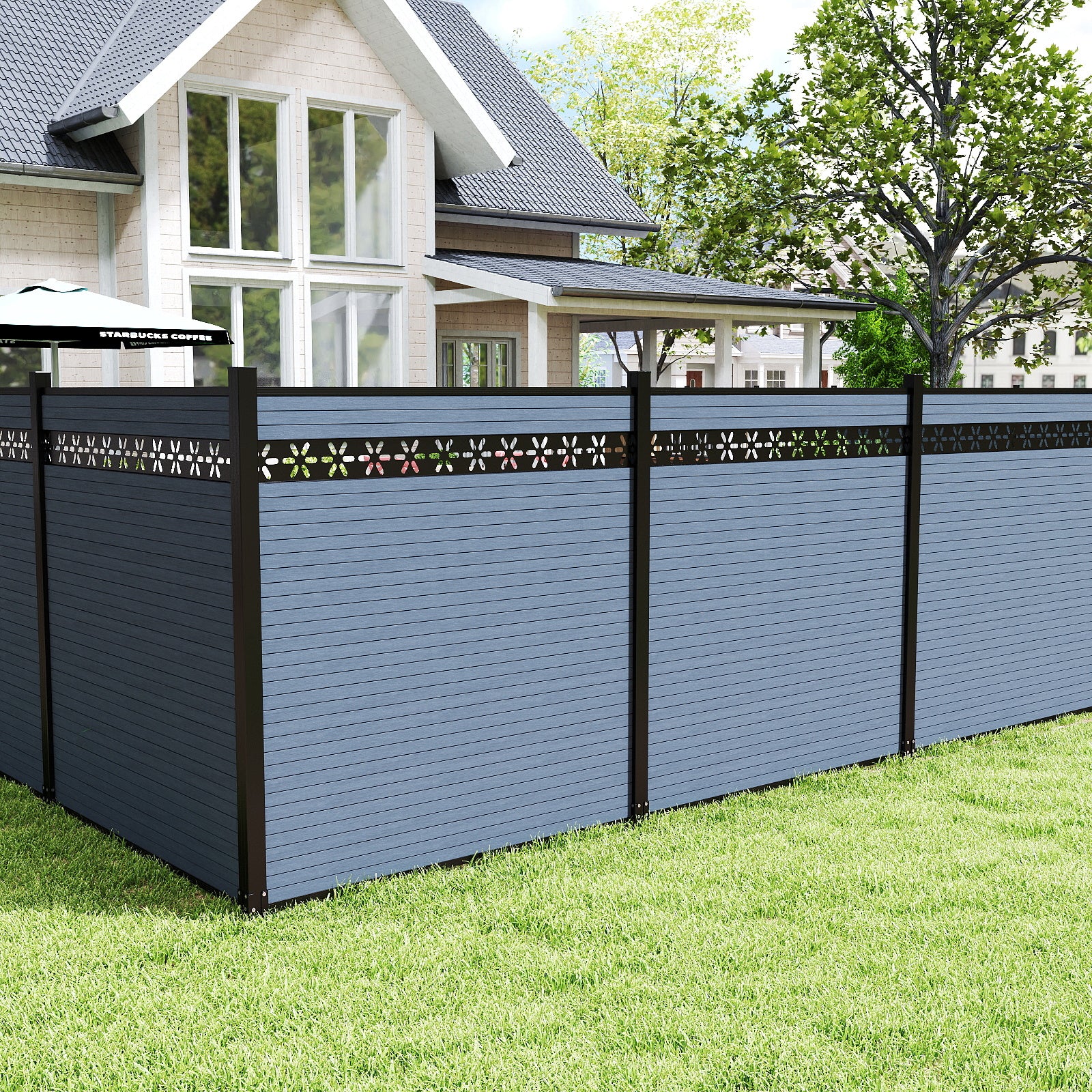 Courtyardmart 8ft x 6ft Carving Composite Privacy Fence Screen for Outdoor Decor, Garden Fence Ideas, Backyard Patio Wall, Porch or Balcony