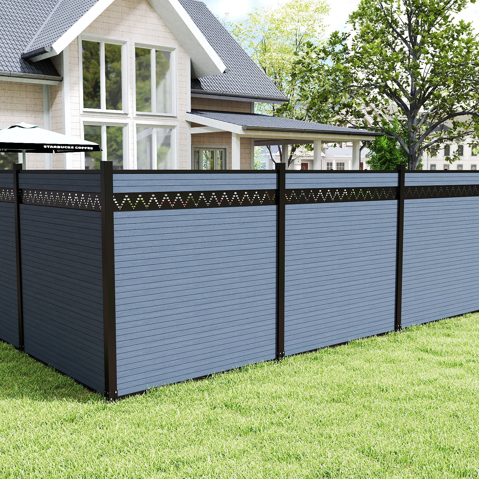 Courtyardmart 8ft x 6ft Carving Composite Privacy Fence Screen for Outdoor Decor, Garden Fence Ideas, Backyard Patio Wall, Porch or Balcony