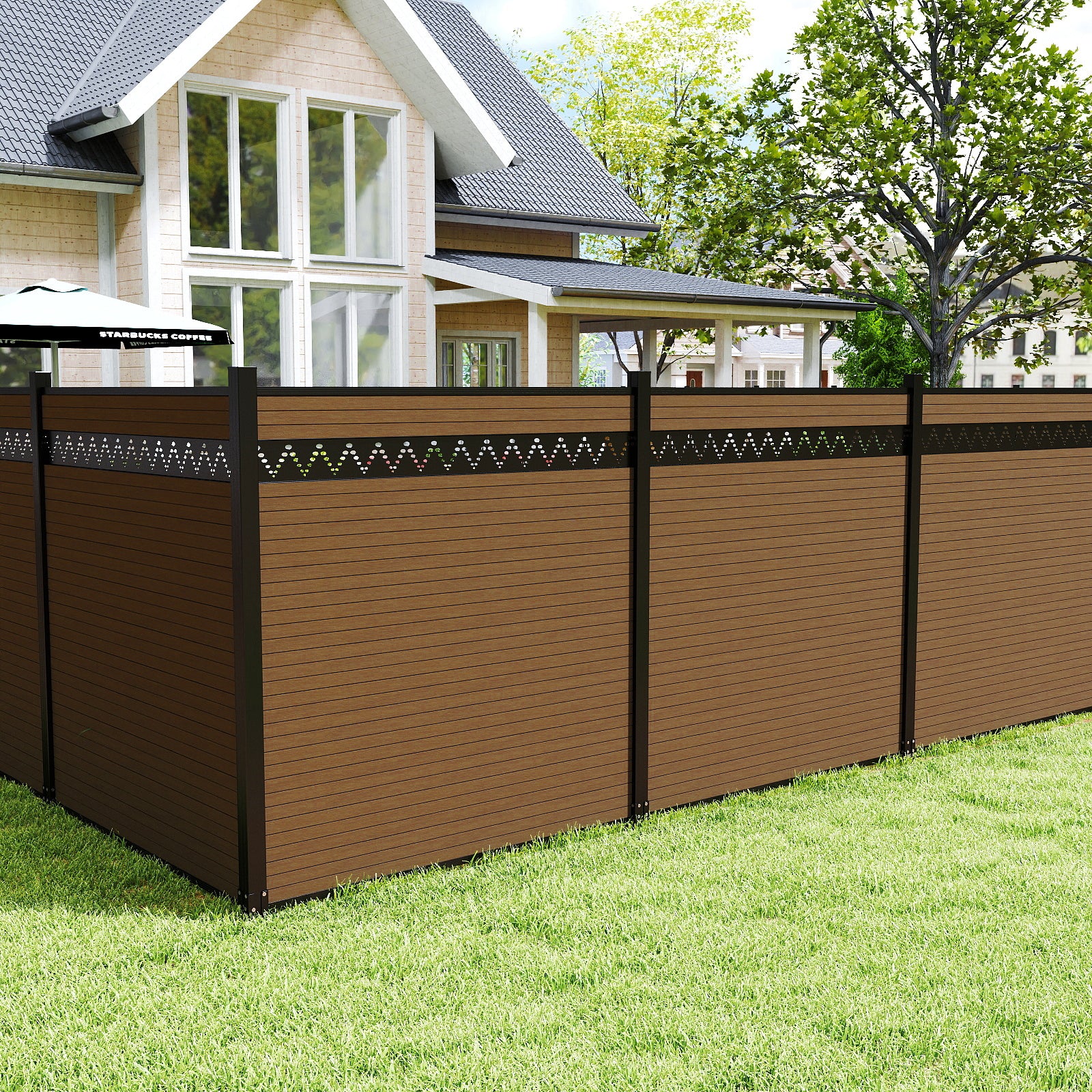 Courtyardmart 8ft x 6ft Carving Composite Privacy Fence Screen for Outdoor Decor, Garden Fence Ideas, Backyard Patio Wall, Porch or Balcony