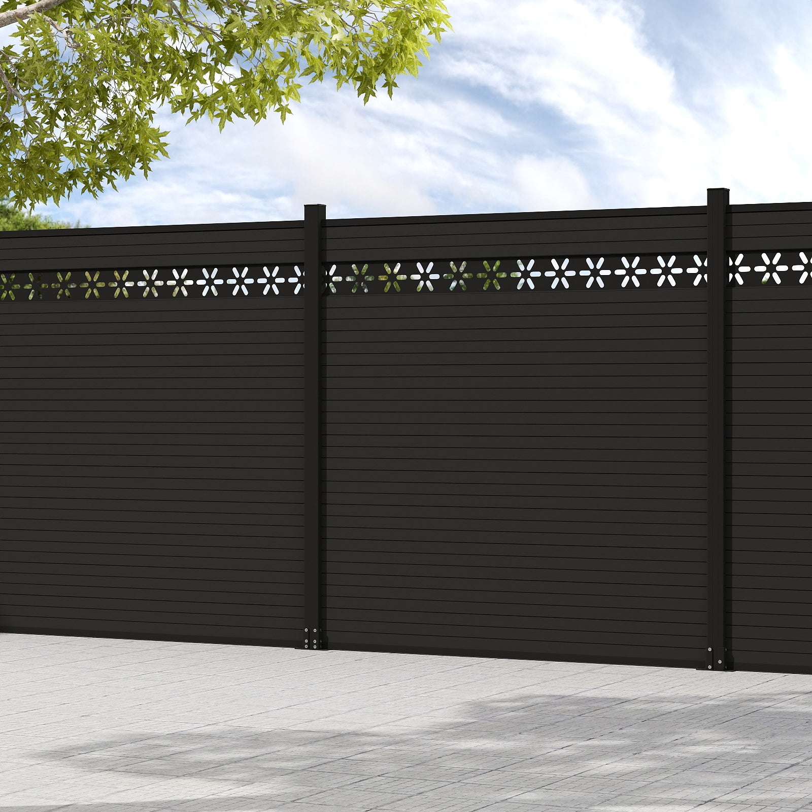 Courtyardmart 8ft x 6ft Carving Composite Privacy Fence Screen for Outdoor Decor, Garden Fence Ideas, Backyard Patio Wall, Porch or Balcony