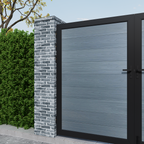 Courtyardmart 8ft x 6ft Composite Privacy Fence Gate with Durable Metal Frame for Garden, Backyard, or Patio