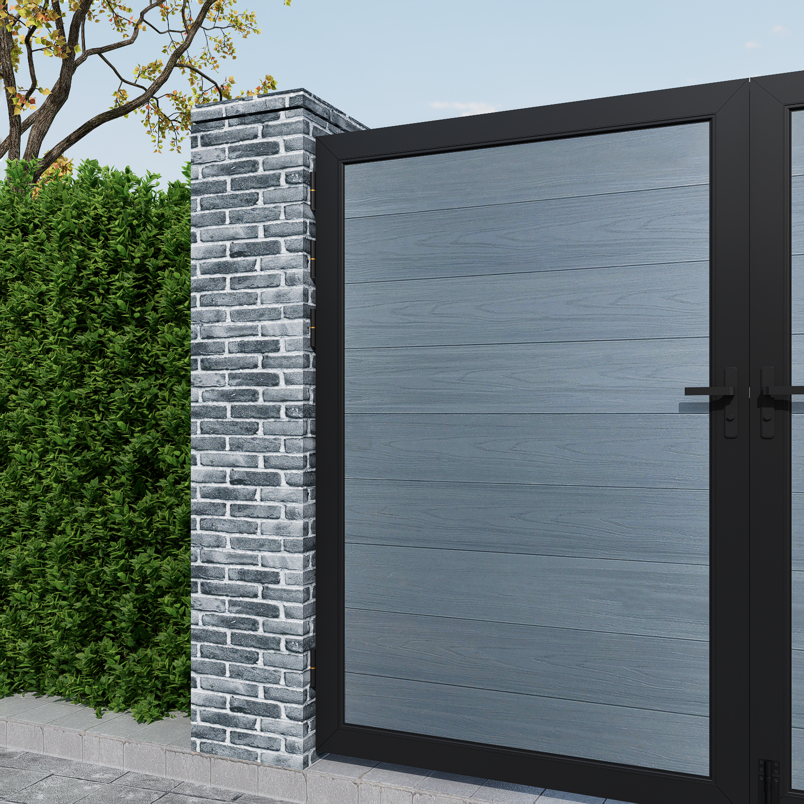 Courtyardmart 8ft x 6ft Composite Privacy Fence Gate with Durable Metal Frame for Garden, Backyard, or Patio
