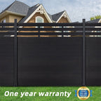 Courtyardmart 8ft x 6ft Semi-Closed Composite Privacy Fence Screen with Grained Finish Underground Installation for Backyard Garden Patio Porch Balcony