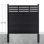 Courtyardmart 8ft x 6ft Semi-Closed Composite Privacy Fence Screen with Grained Finish Underground Installation for Backyard Garden Patio Porch Balcony