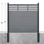 Courtyardmart 8ft x 6ft Semi-Closed Composite Privacy Fence Screen with Grained Finish Underground Installation for Backyard Garden Patio Porch Balcony