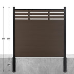 Courtyardmart 8ft x 6ft Semi-Closed Composite Privacy Fence Screen with Grained Finish Underground Installation for Backyard Garden Patio Porch Balcony