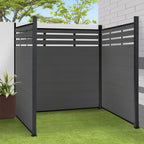 Courtyardmart 8ft x 6ft Semi-Closed Composite Privacy Fence Screen with Grained Finish Underground Installation for Backyard Garden Patio Porch Balcony