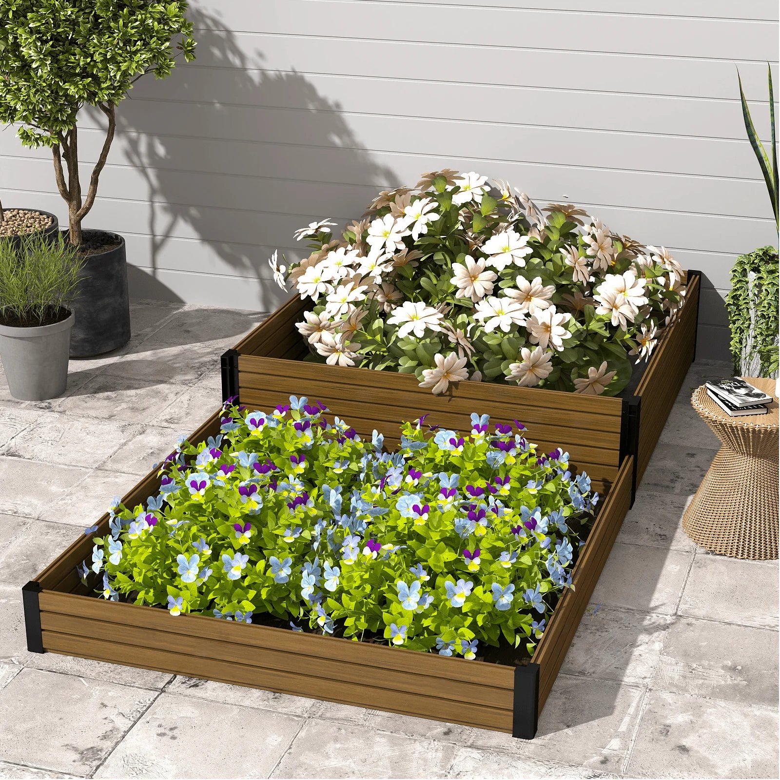 Courtyardmart 94in x 47.2in Large Outdoor Garden Box Raised Planter Bed Above Ground Garden Bed for Flowers or Vegetables for Backyard Patio Balcony or Garden