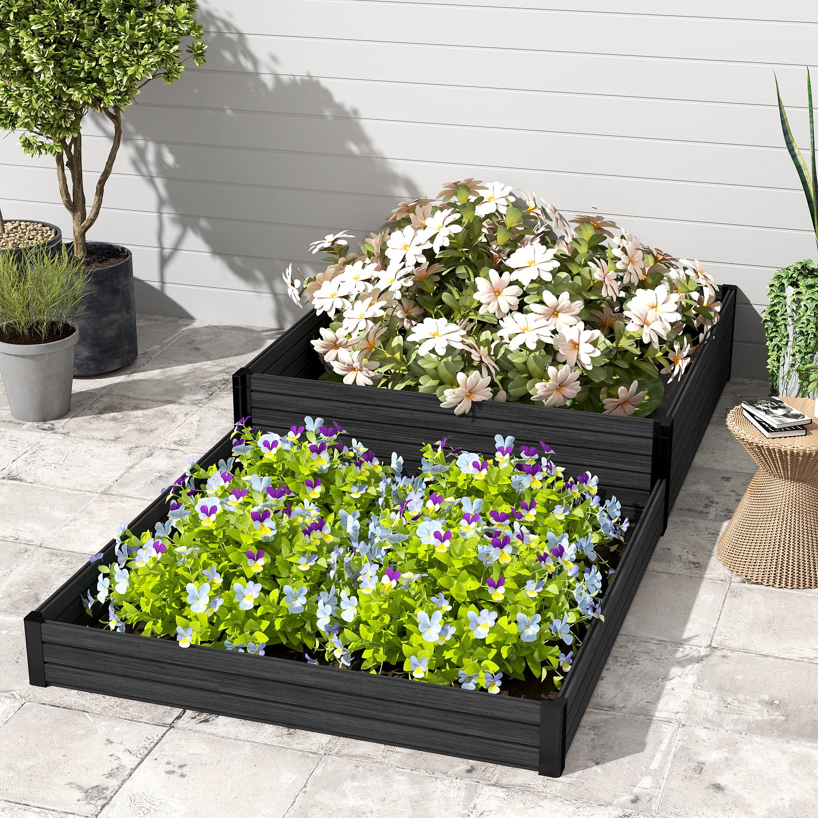 Courtyardmart 94in x 47.2in Large Outdoor Garden Box Raised Planter Bed Above Ground Garden Bed for Flowers or Vegetables for Backyard Patio Balcony or Garden