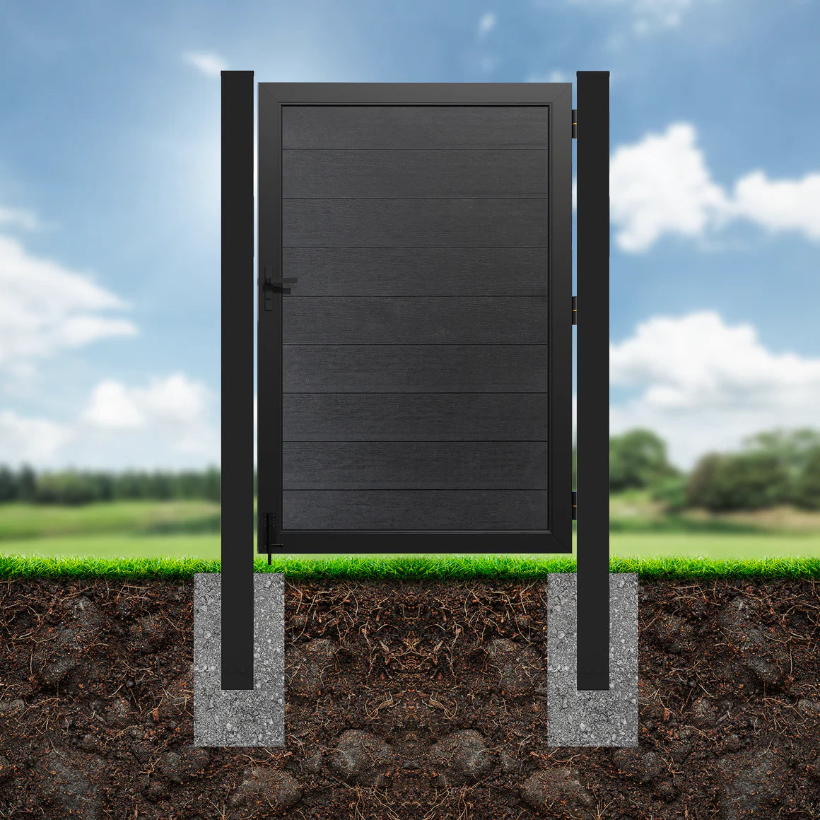 Courtyardmart 96'' x 3.9'' Aluminum Metal Gatepost 2 Pcs, Durable Inground Install Posts for Single Fence Gates and Outdoor Fence Building