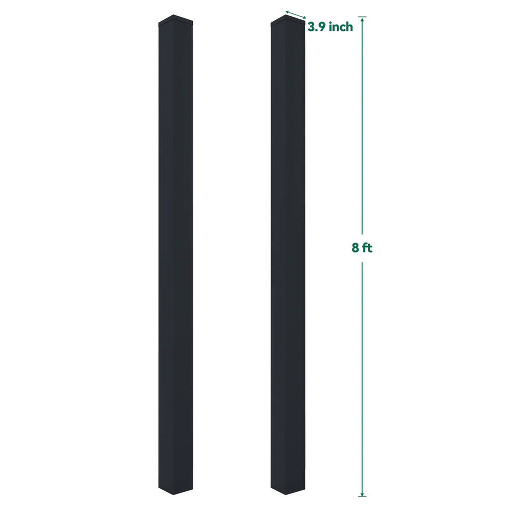 Courtyardmart 96in x 3.9in aluminum metal gate post 2 pack for double fence gates, durable outdoor fencing