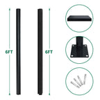 Courtyardmart adjustable aluminum fence corner post kit, includes straight post and corner post, black finish