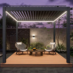 Courtyardmart Electric Louvered Pergola with Full Aluminum Frame and LED Lights, Motorized Roof Pergola for Outdoor Patio or Backyard, Modern Metal Pergola System