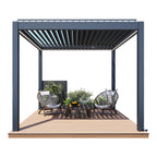 Courtyardmart Electric Louvered Pergola with Full Aluminum Frame and LED Lights, Motorized Roof Pergola for Outdoor Patio or Backyard, Modern Metal Pergola System