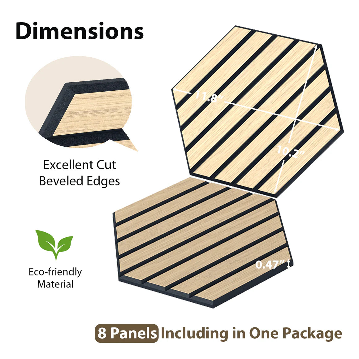 Courtyardmart Hexagon Decorative Acoustic Wall Panels – 8pcs Stylish Sound-Absorbing Wall Panels for Modern Home or Office Decor