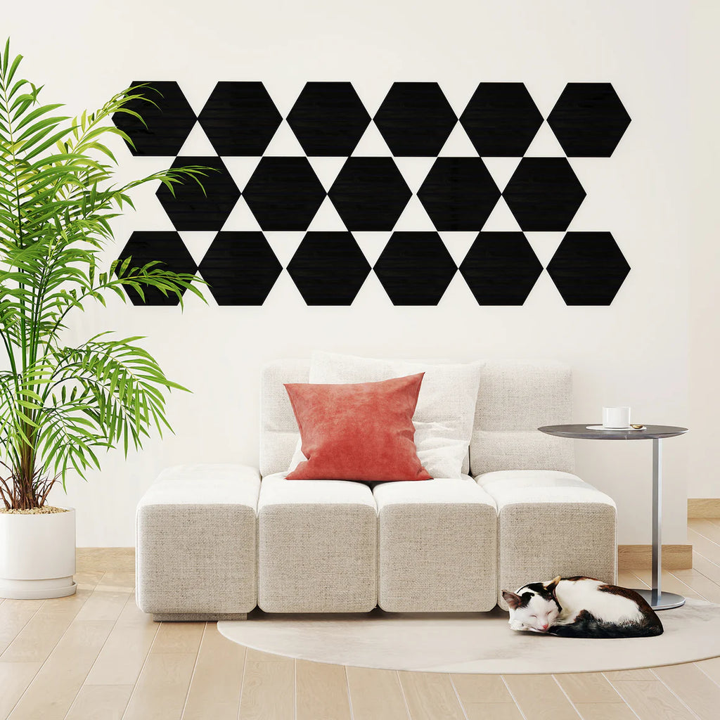 Courtyardmart Hexagon Decorative Acoustic Wall Panels – 8pcs Stylish Sound-Absorbing Wall Panels for Modern Home or Office Decor