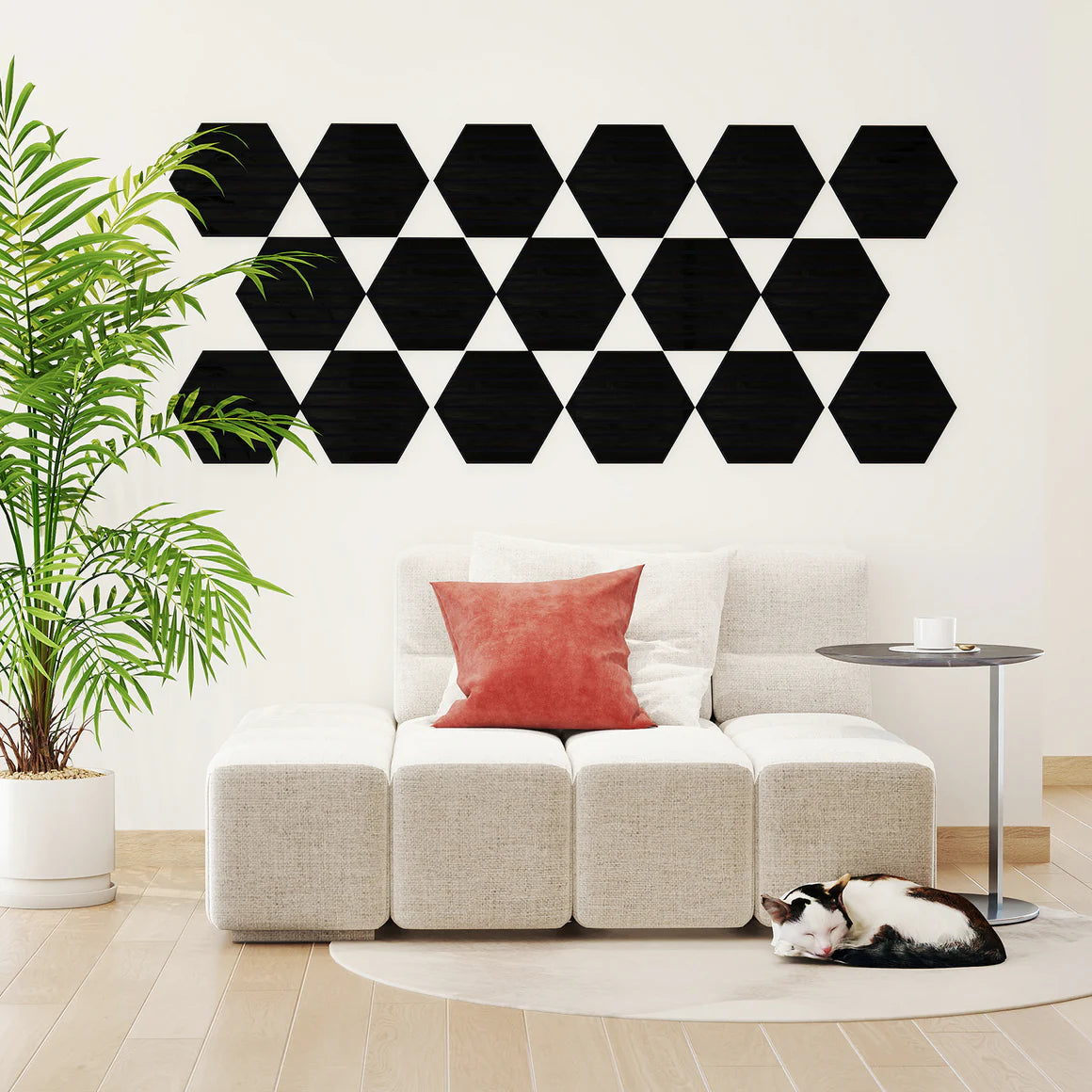 Courtyardmart Hexagon Decorative Acoustic Wall Panels – 8pcs Stylish Sound-Absorbing Wall Panels for Modern Home or Office Decor