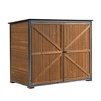 Courtyardmart Outdoor Storage Cabinet 50.4"L X 26.8"W X 41"H, Garden Shed Tool Shed with Metal Frame Structure for Backyard Garden Patio Lawn (Brown) 