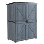 Courtyardmart Outdoor Storage Cabinet 55.1"L X 29.1"W X 68.9"H, Garden Shed Tool Shed with Metal Frame Structure for Backyard Garden Patio Lawn (Blue Gray) 