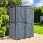 Courtyardmart Outdoor Storage Cabinet 55.1"L X 29.1"W X 68.9"H, Garden Shed Tool Shed with Metal Frame Structure for Backyard Garden Patio Lawn (Blue Gray) 