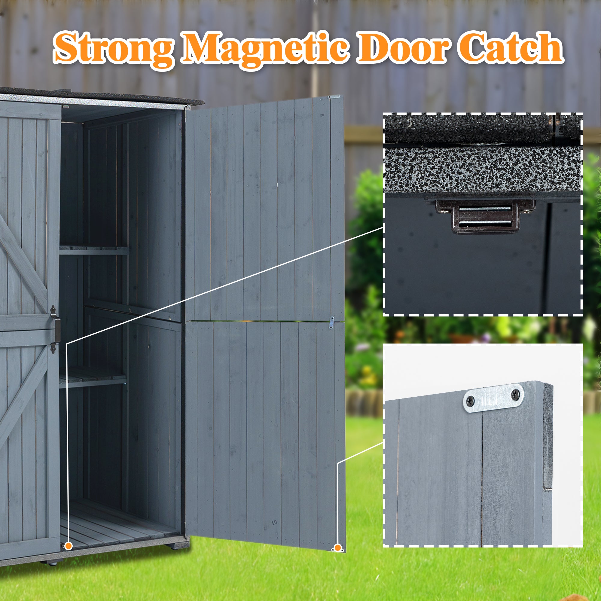 Courtyardmart Outdoor Storage Cabinet 55.1"L X 29.1"W X 68.9"H, Garden Shed Tool Shed with Metal Frame Structure for Backyard Garden Patio Lawn (Blue Gray) 