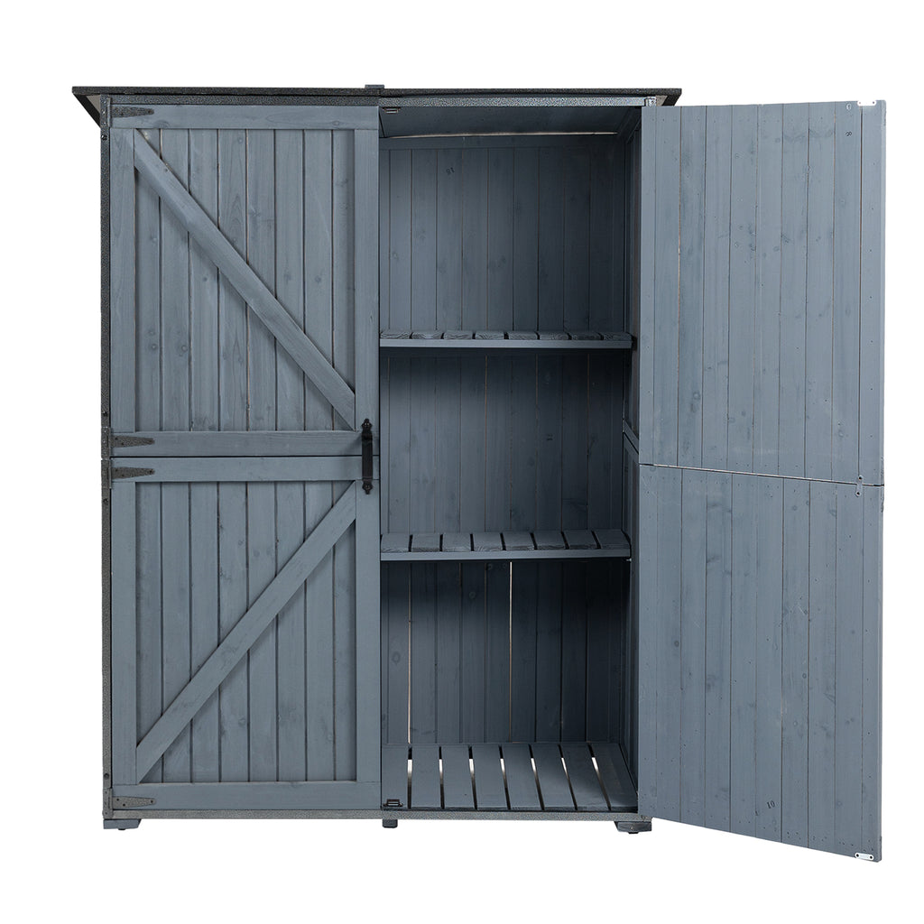Courtyardmart Outdoor Storage Cabinet 55.1"L X 29.1"W X 68.9"H, Garden Shed Tool Shed with Metal Frame Structure for Backyard Garden Patio Lawn (Blue Gray) 