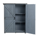 Courtyardmart Outdoor Storage Cabinet 55.1"L X 29.1"W X 68.9"H, Garden Shed Tool Shed with Metal Frame Structure for Backyard Garden Patio Lawn (Blue Gray) 