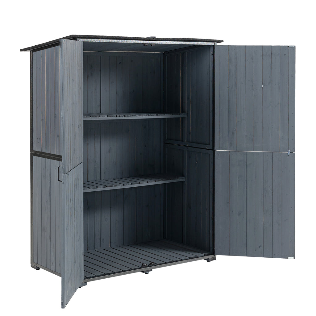 Courtyardmart Outdoor Storage Cabinet 55.1"L X 29.1"W X 68.9"H, Garden Shed Tool Shed with Metal Frame Structure for Backyard Garden Patio Lawn (Blue Gray) 