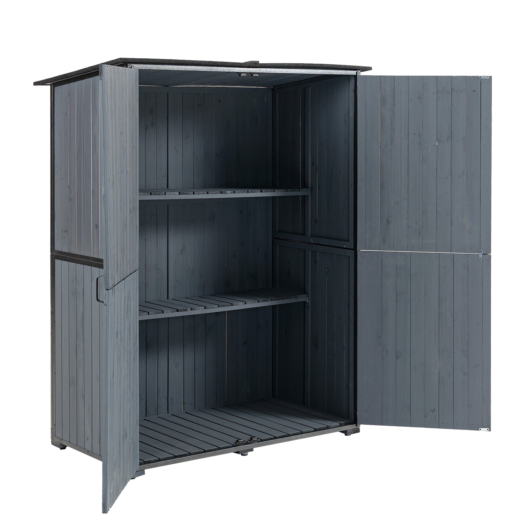 Courtyardmart Outdoor Storage Cabinet 55.1"L X 29.1"W X 68.9"H, Garden Shed Tool Shed with Metal Frame Structure for Backyard Garden Patio Lawn (Blue Gray) 