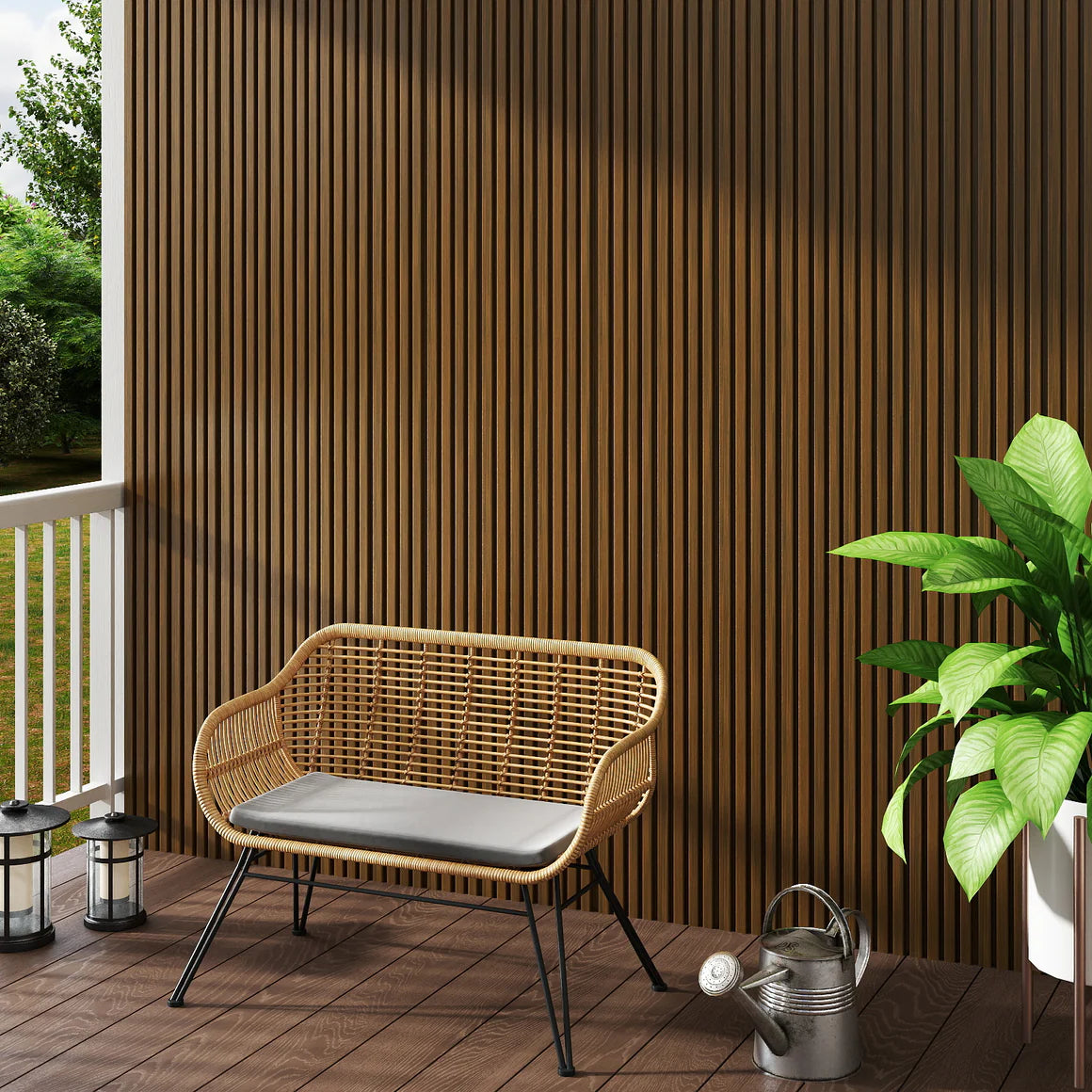 Courtyardmart WPC Wall Panels with Decorative Acoustic Slat Design in 3 Classic Colors for Stylish and Easy Wall Upgrades