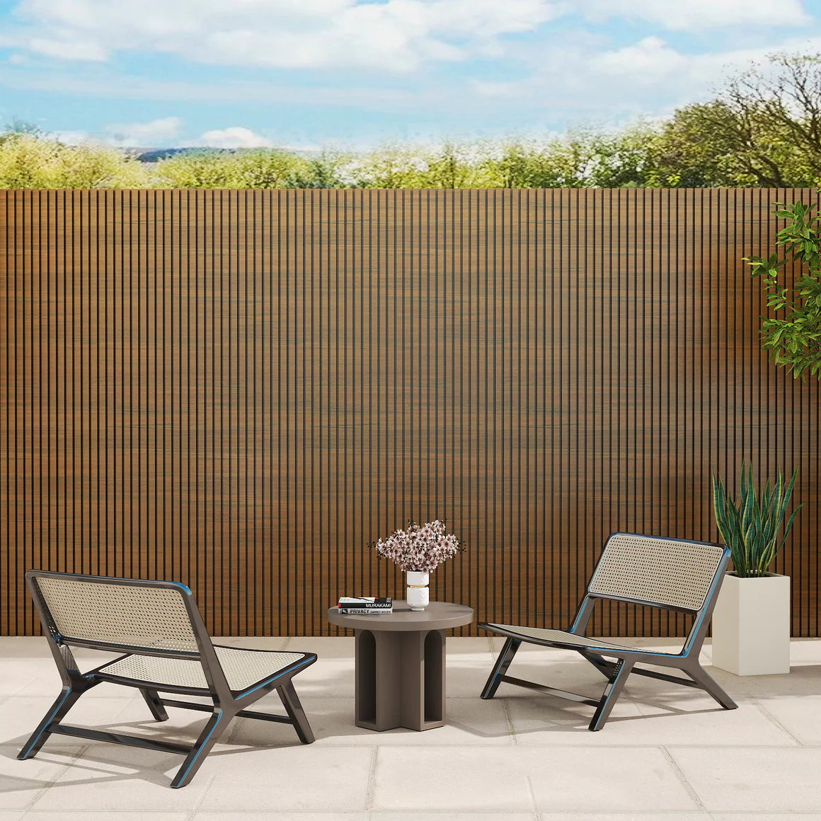 Courtyardmart WPC Wall Panels with Decorative Acoustic Slat Design in 3 Classic Colors for Stylish and Easy Wall Upgrades