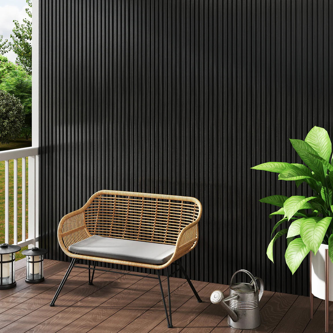 Courtyardmart WPC Wall Panels with Decorative Acoustic Slat Design in 3 Classic Colors for Stylish and Easy Wall Upgrades