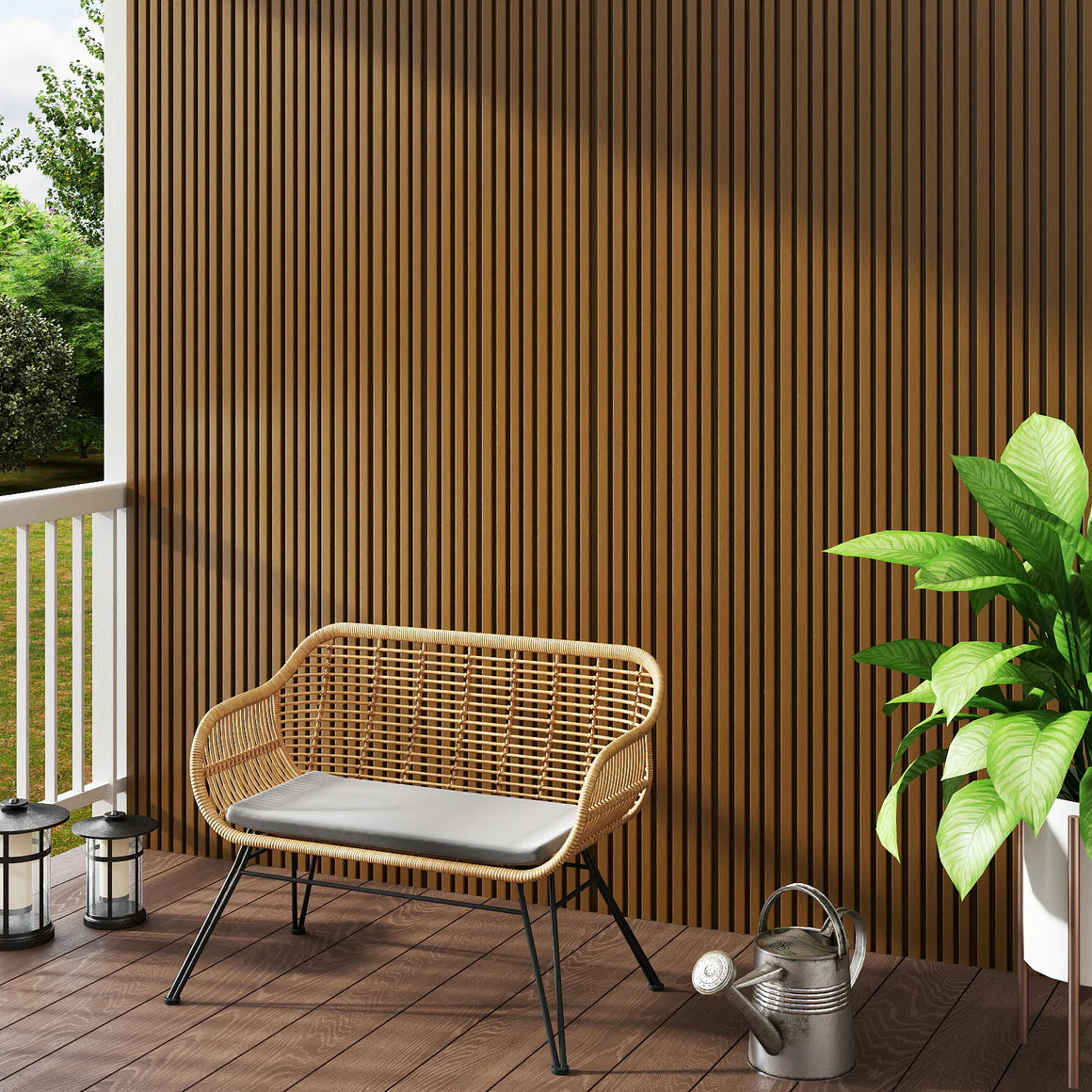 Courtyardmart WPC Wall Panels with Decorative Acoustic Slat Design in 3 Classic Colors for Stylish and Easy Wall Upgrades