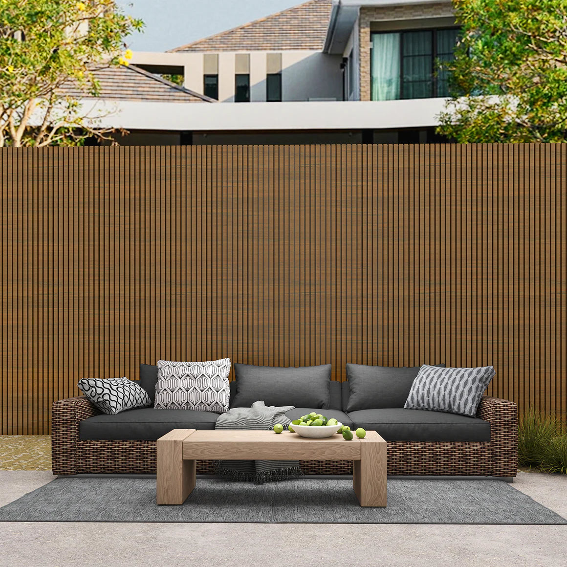 Courtyardmart WPC Wall Panels with Decorative Acoustic Slat Design in 3 Classic Colors for Stylish and Easy Wall Upgrades