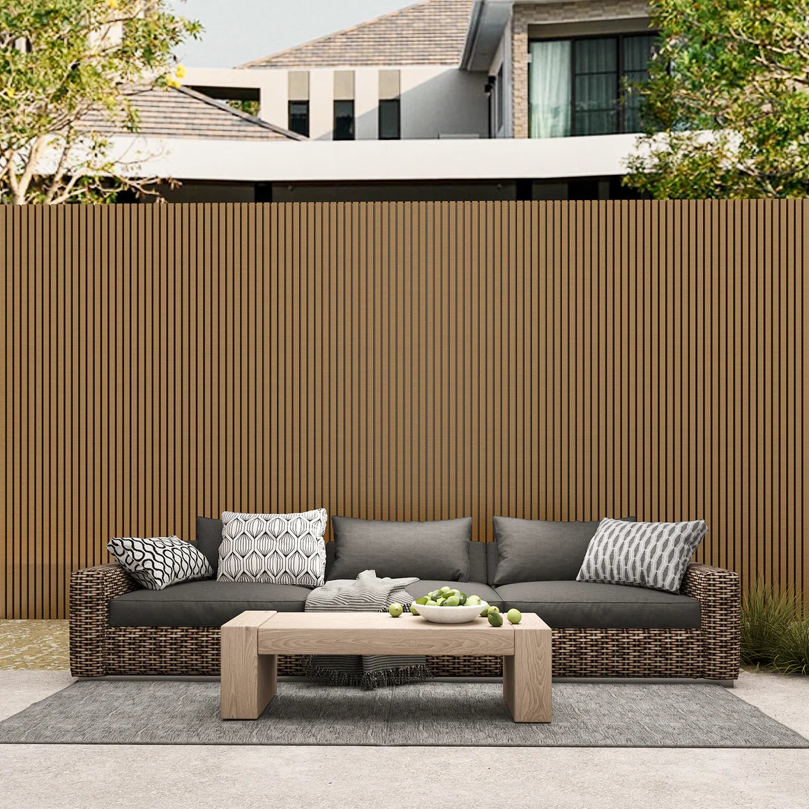 Courtyardmart WPC Wall Panels with Decorative Acoustic Slat Design in 3 Classic Colors for Stylish and Easy Wall Upgrades