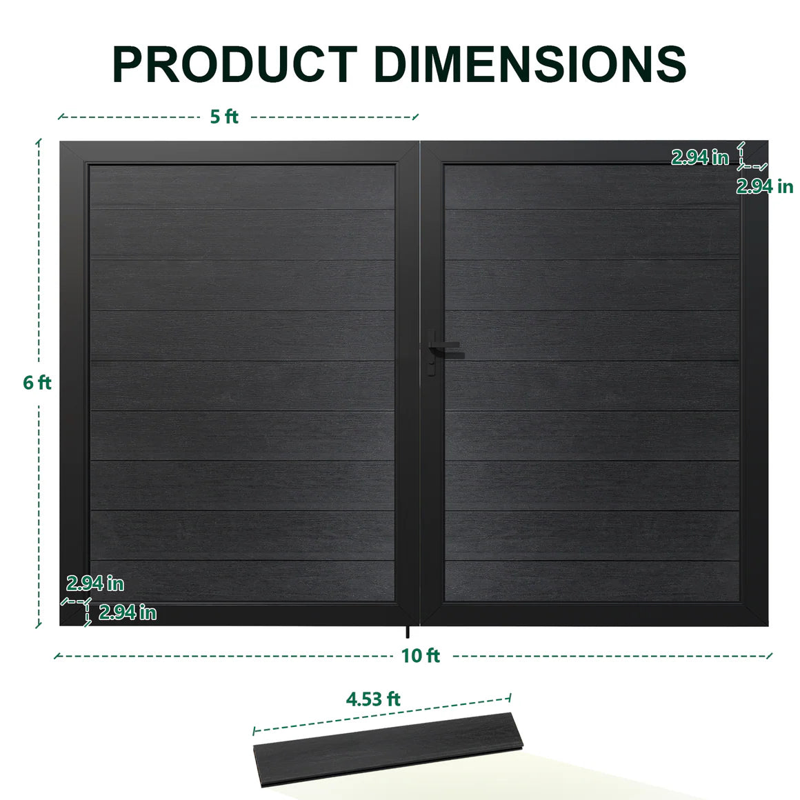 Courtyardmart 10ft x 6ft Composite Privacy Fence Gate Set with Strong Metal Frame, Wide Outdoor Entry for Garden, Backyard or Patio, Modern Fence Gate