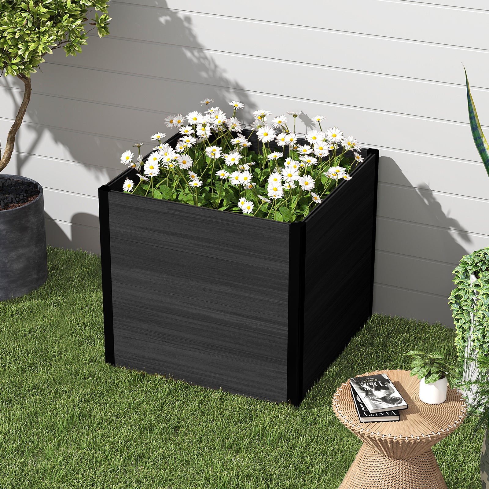 Courtyardmart 31.5in x 31.5in x 30in Outdoor Garden Box Raised Planter Bed Ideal for Backyard Patio Balcony or Garden Above Ground Flower or Vegetable Planter Box