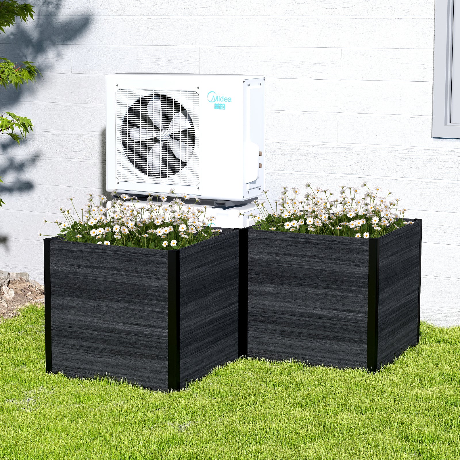Courtyardmart 31.5in x 31.5in x 30in Outdoor Garden Box Raised Planter Bed Ideal for Backyard Patio Balcony or Garden Above Ground Flower or Vegetable Planter Box