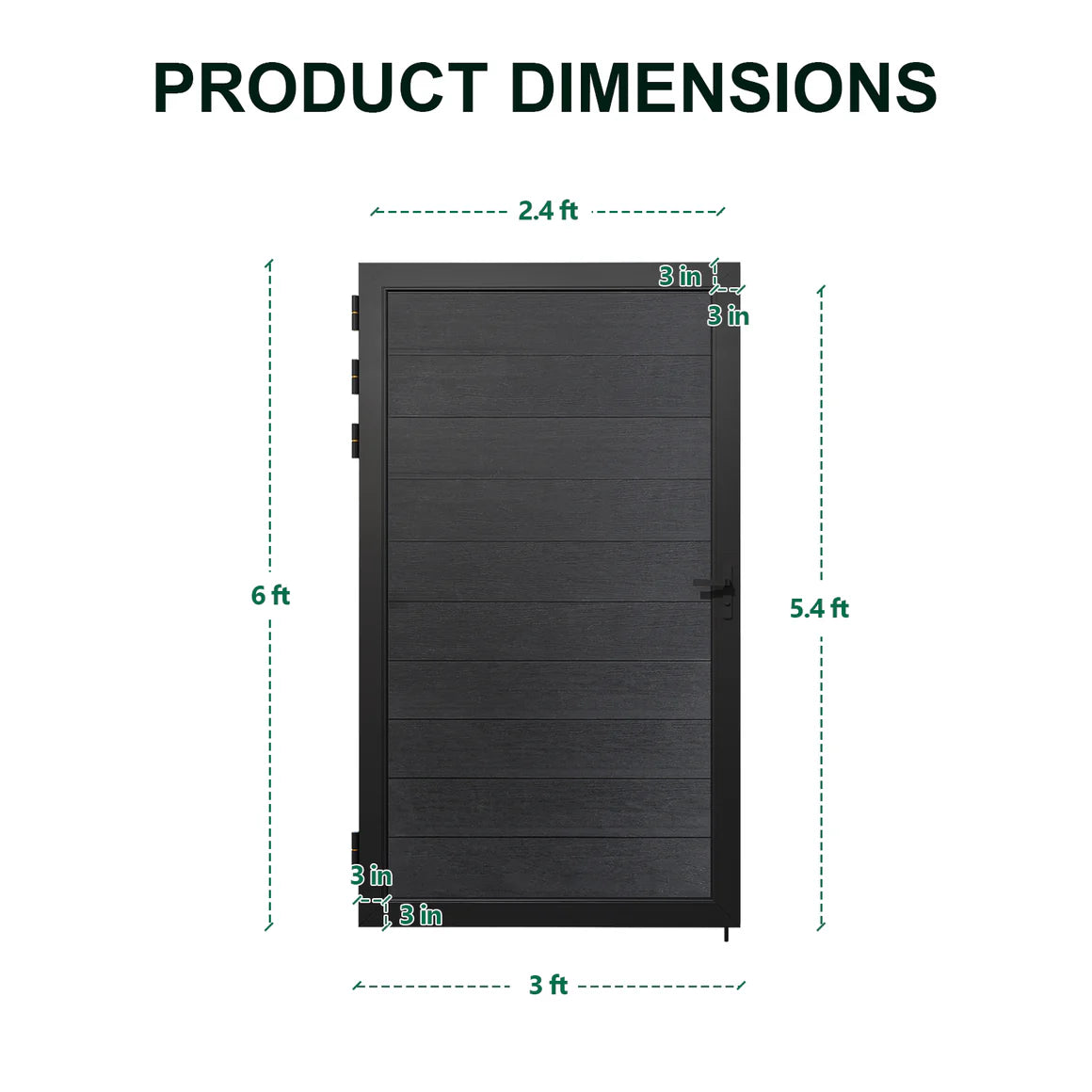 Composite privacy fence door gate with aluminum frame